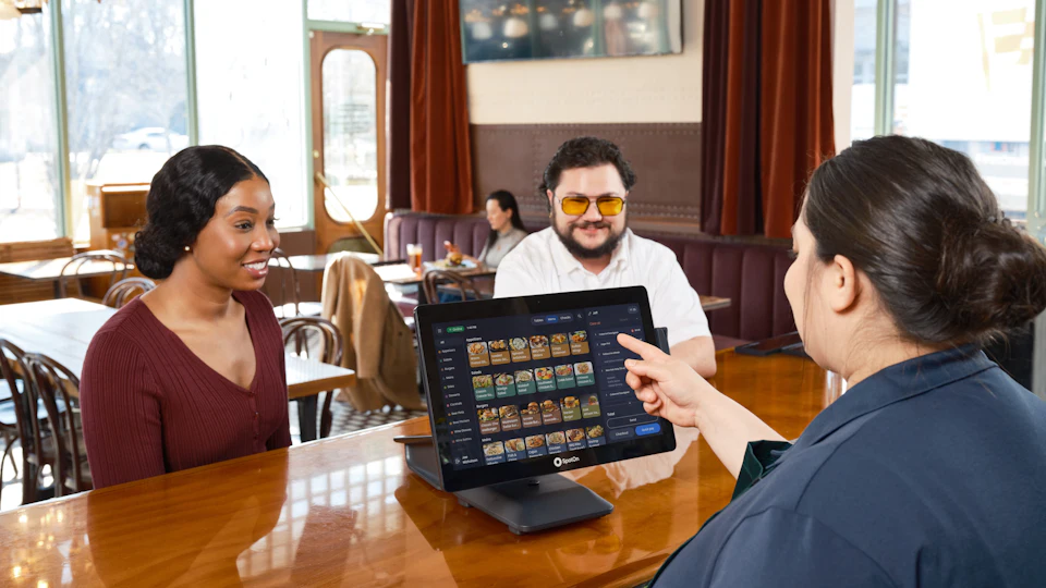 Countertop touch screen used at a restaurant table
